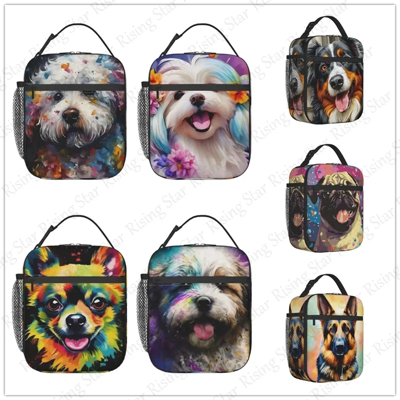 Lunch Bag insulated bag student thickened waterproof Bento Outdoor Travel Ice Pack Picnic Bag Travel dog Cute German Shepherd