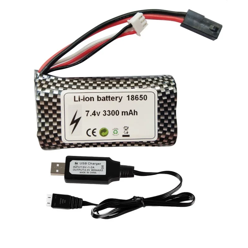 2S 7.4V 3300mAh 18650 akumulator litowo-jonowy/USB dla Subotech BG1506 BG1507 BG1508 BG1509 BG1513 BG1518 1/12 RC samochód RC części ciężarówki