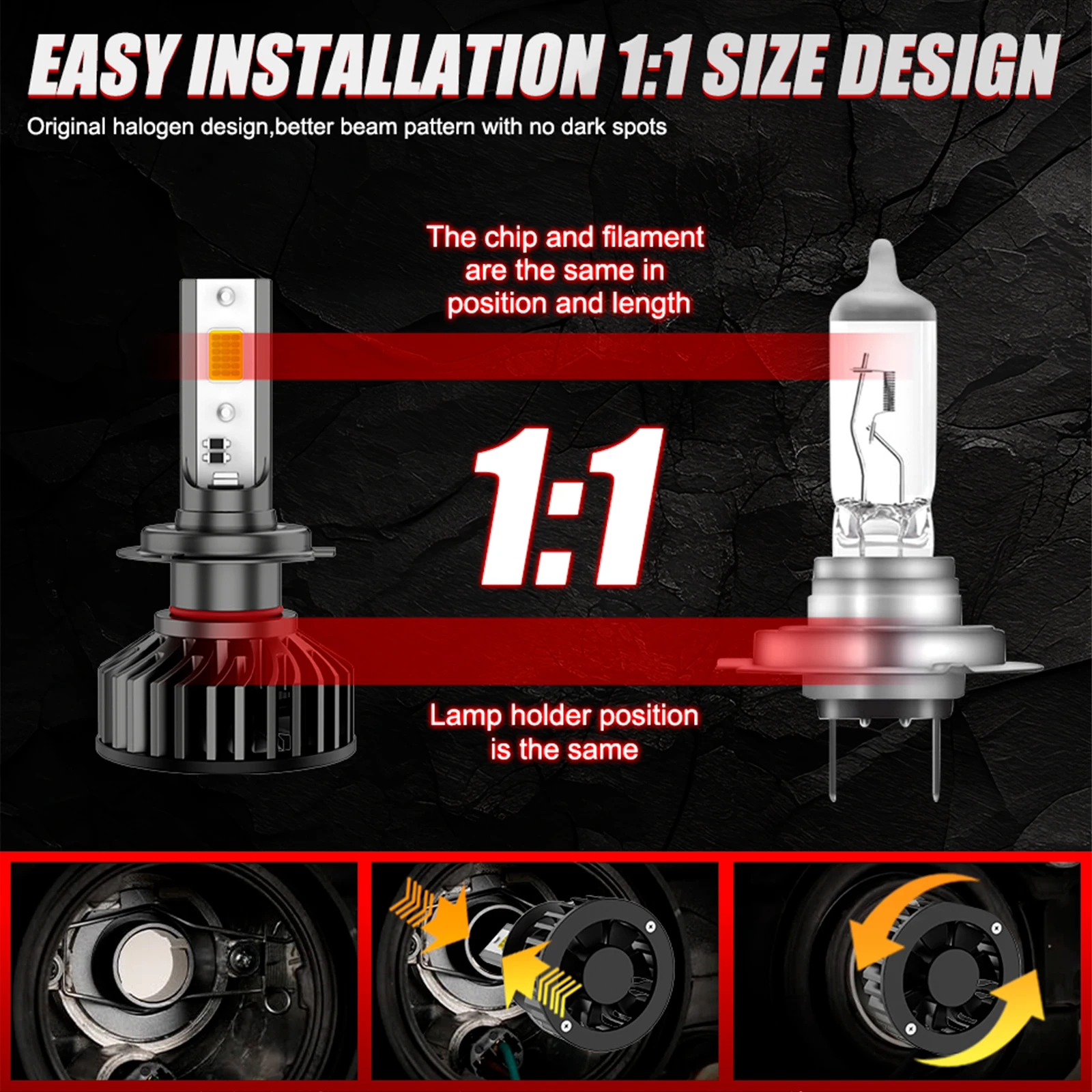 Bullvision H4 H7 Canbus LED Headlight Bulbs H11 H8 H9 H3 H1 9005 HB3 9006 HB4 9012 HIR2 Turbo Automobile Headlamp Fog Lamps 12V view 4