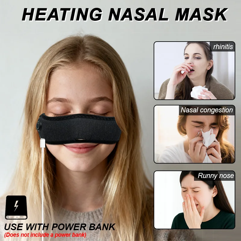Portable USB Heated Nasal Mask Nasal Heater Foldable with for Nasal Congestion Allergies Runny Nose Fashionable