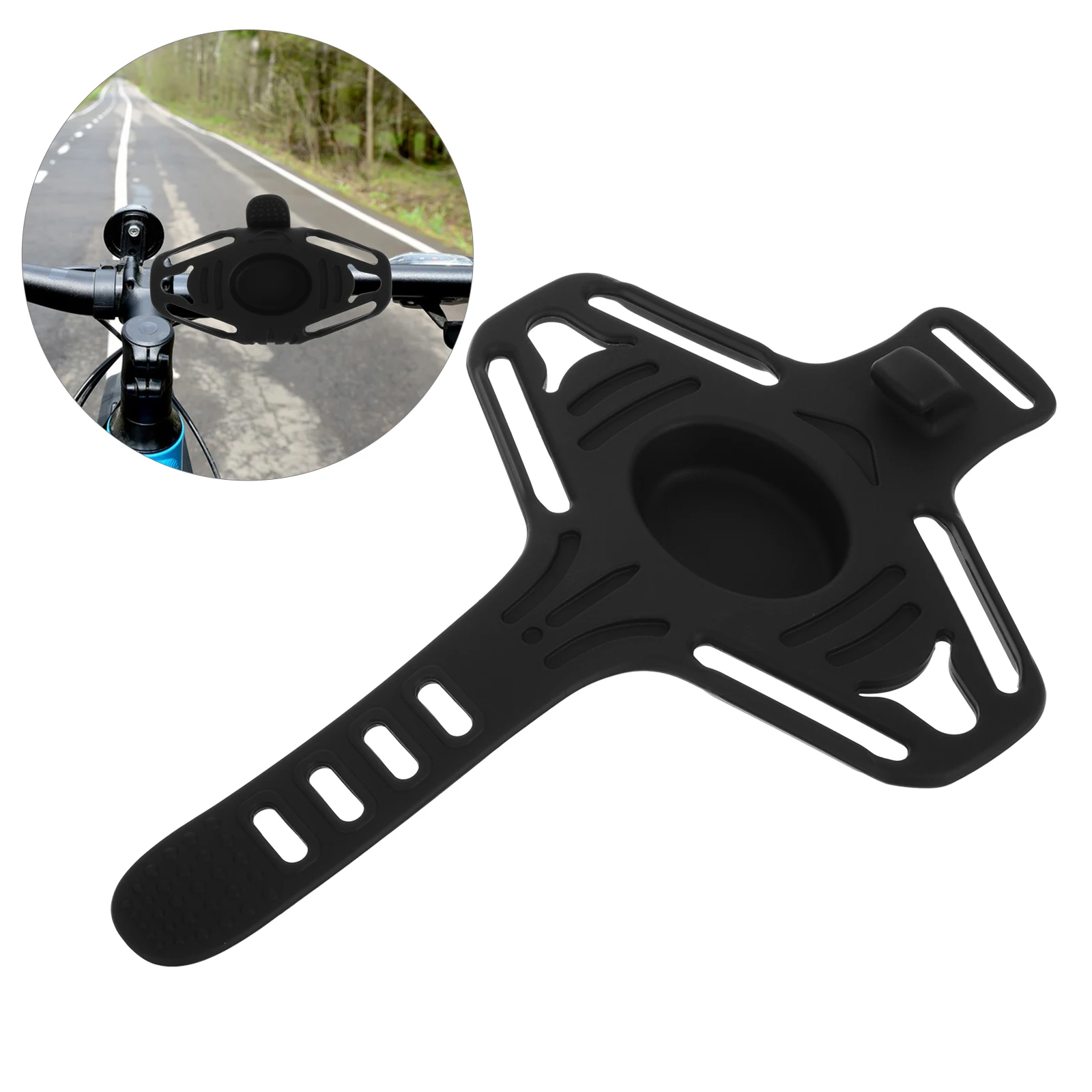 

Black Silicone Bicycle Phone Mount for Handlebar Fast Detach Bike Cell Phone Holder Compatible with Most Smartphones for Road