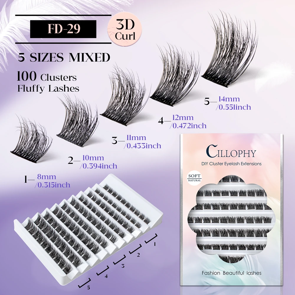 CILLOPHY القط العين كاذبة رمش تمديد DIY بها بنفسك لاش سلسلة رقيق لينة وسهلة التشغيل الرموش تمديد حزمة ماكياج أداة