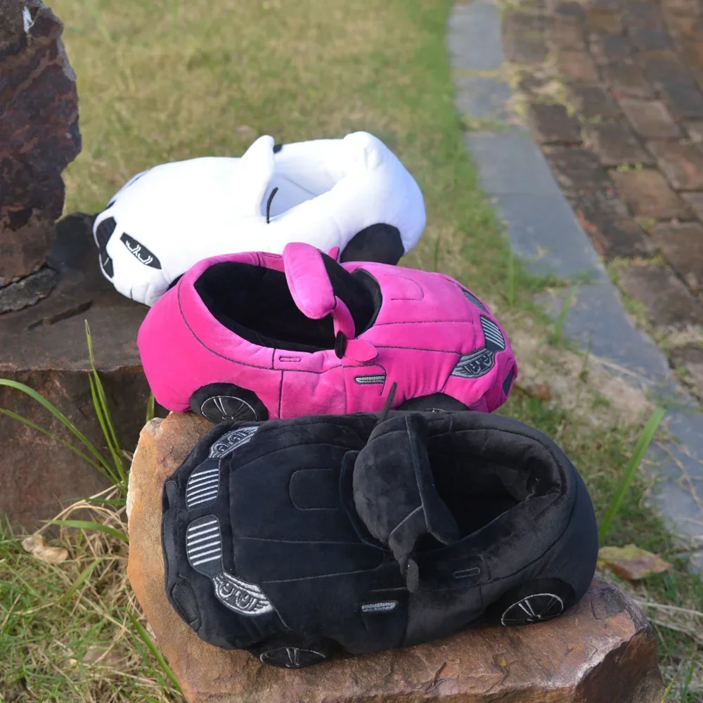 Vehicle Shape Plush Slippers Women Men Cartoon Car Warm Soft House Shoes Christmas Party Indoor Slipper - Image 2