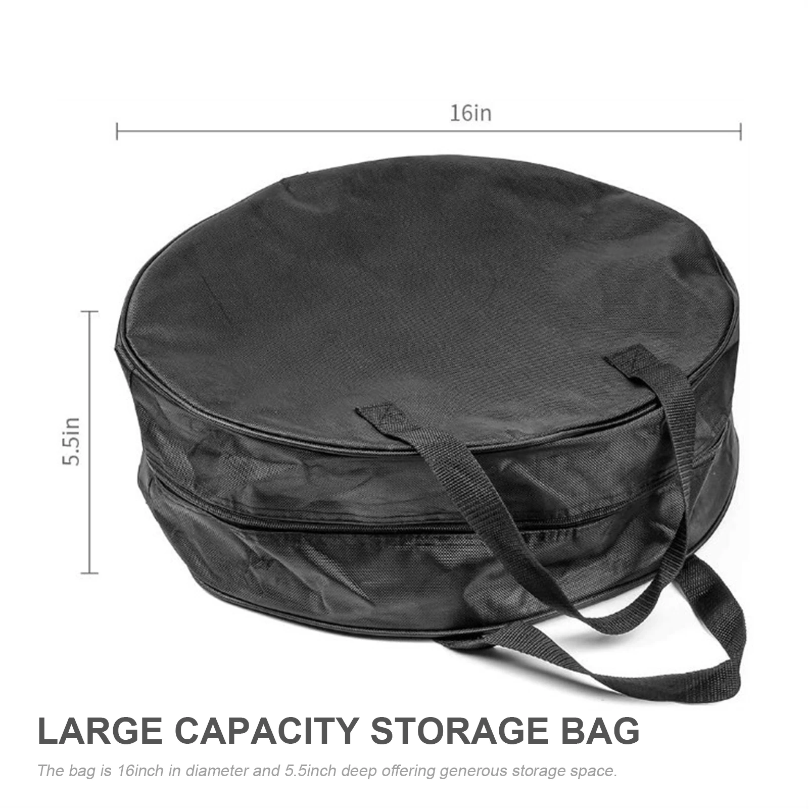 16 Inch Cable Storage Carry Bag With Carry Handle Double Zip Black Round Water Hose Storage Bag for Caravans Gardening Equipment view 5