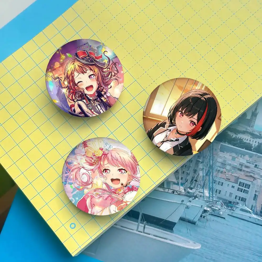 Singer B-BanG Dream! Anime Round Laser Badge Cartoon Brooch Clothes Backpack Accessories Lapel