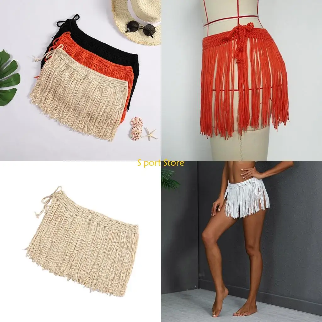 

U2JB женский пляжный саронг-парео, купальный костюм, накидка, короткая мини-юбка, юбка с запахом и бахромой, клетчатая юбка для