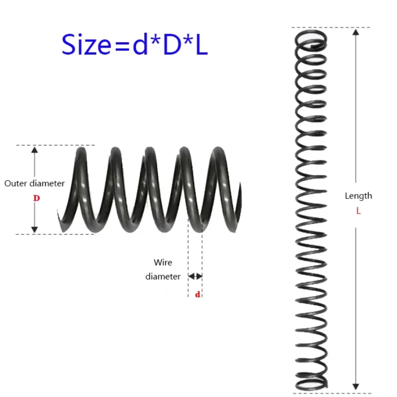 2Pcs spring steel compression spring wire diameter 0.3-0.9mm, outer diameter 2.0-15mm, length 300mm