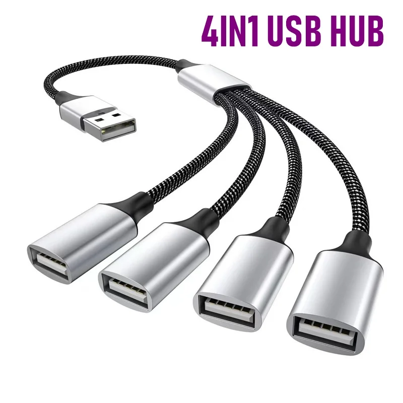 4-Port-USB-OTG-Splitterkabel Typ C Stecker auf 3 USB 2.0-Buchse Verlängerungskabel, USB-Port-Hub, Datenstrom-Split-Adapter für Notebook