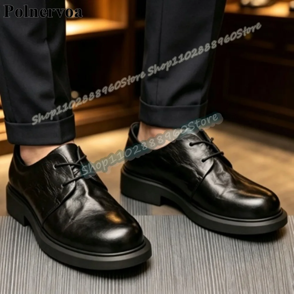 Stylish Black Leather Cross Tied Casual Men Pumps Flats Party Shoes For Men Slip On Round Toe Runway 2026 Fashionable Men Pumps