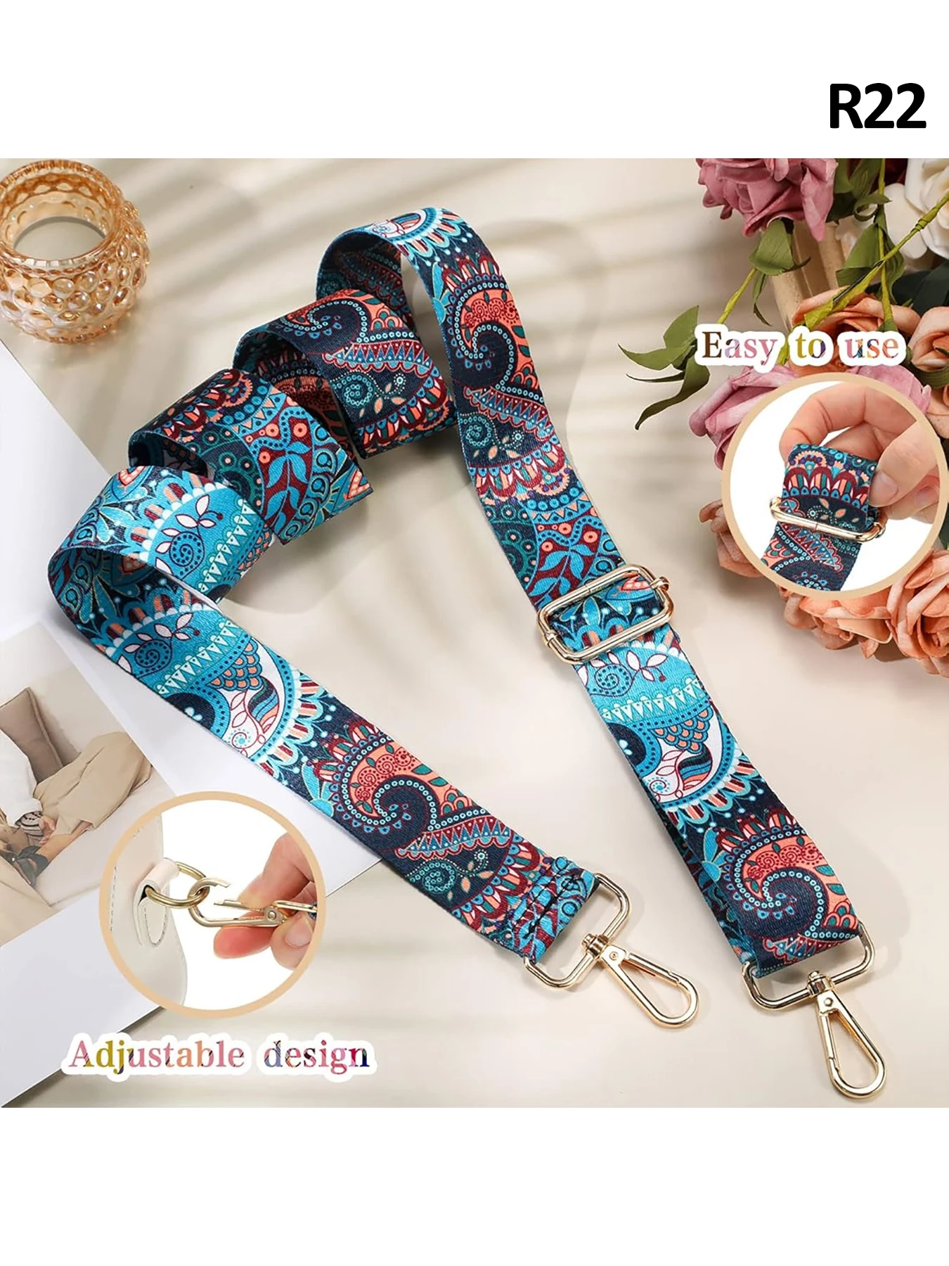 المألوف الملونة نمط الأزهار حقيبة حزام قابل للتعديل حقيبة حزام لحقيبة يد نسائية عادية العصرية تنوعا حقيبة الملحقات