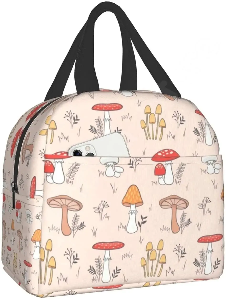 Wavverom Lunch Bag for Women Mushroom Art Reusable Insulated Cooler Lunch Tote Box Funny Container Lunch Holder Portable Bag