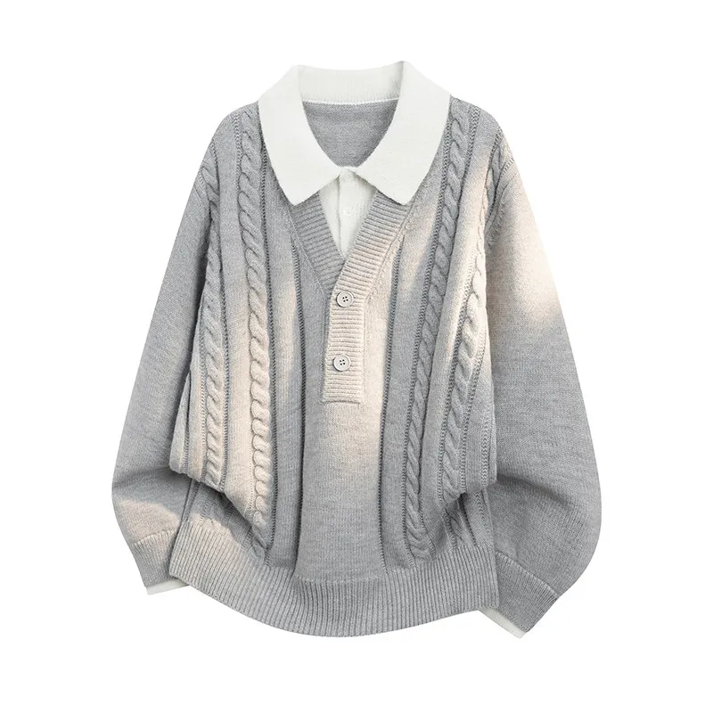 Autumn Winter Men Knitted Sweater Men Cozy Soft Warm Pullover Long Sleeve Jumper Tops Male Turn Down Collar Sweaters
