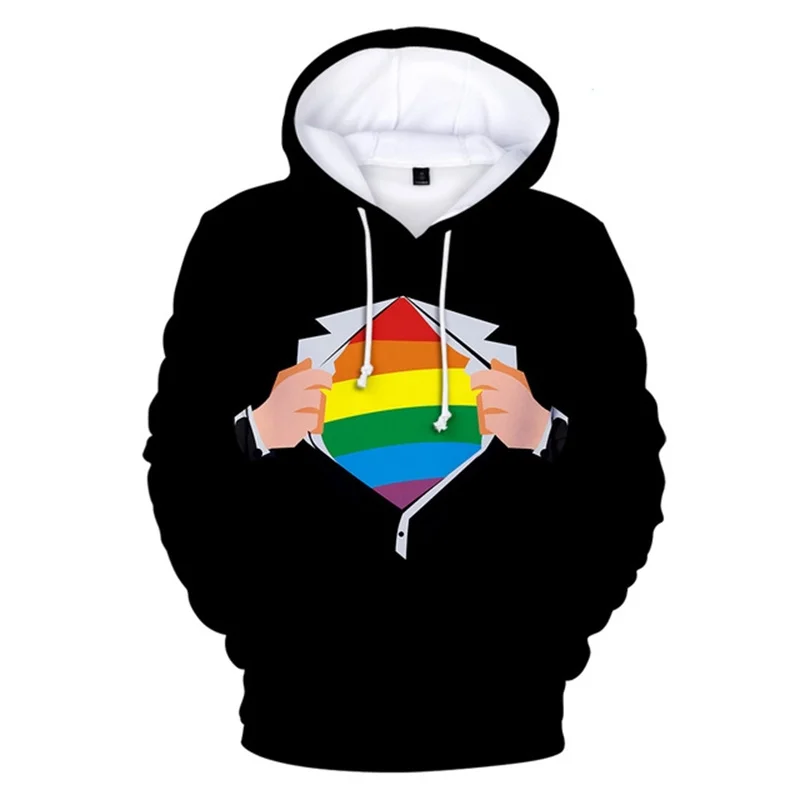 Pride Lgbt Gay Lesbian Hoodies 3D Print Rainbow Love Casual Sweatshirts Casual Long Sleeve Pullover Tops Streetwear Unisex Coat