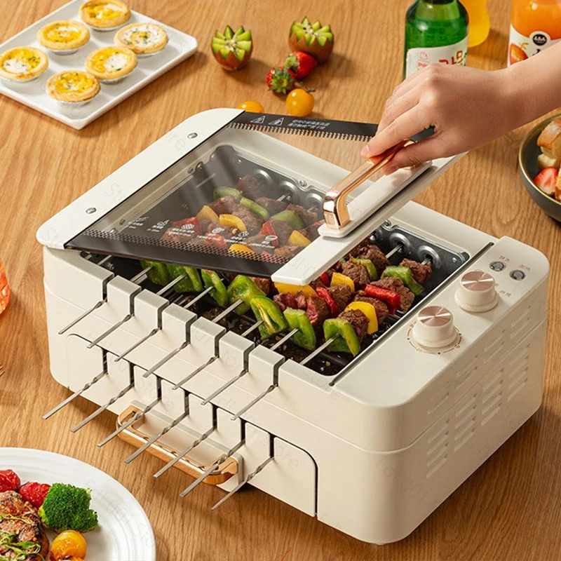 Skewers machine automatic rotation home version indoor barbecue artifact pot electric barbecue grill mutton skewers