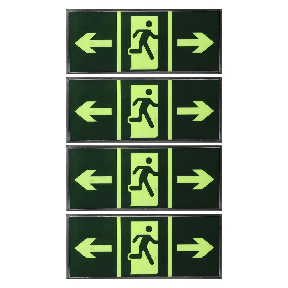 

4PCS Safety Exit Sign Self Illuminating Emergency Stickers Glow in Dark Floor Markers Traffic Safety Signs Evacuation Direction