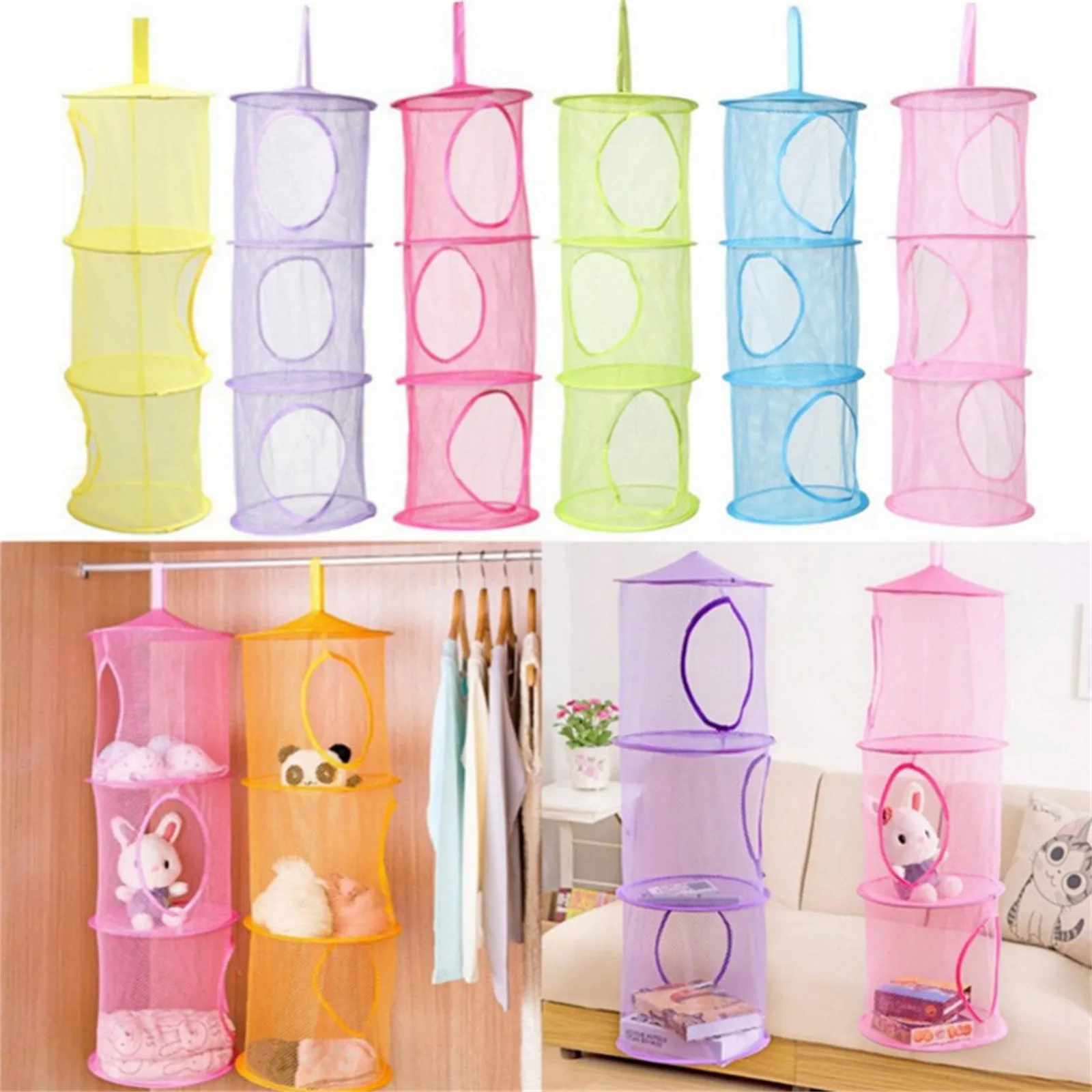 Hanging Mesh Stuffed Animal Storage Hammock Net Foldable Multiuse Storage Organizer For Gloves, Hats, Socks