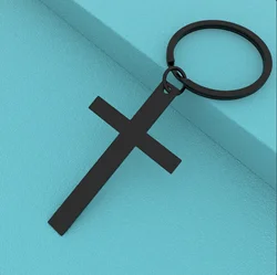 Reflective Stainless Steel Cross Keychain, Religious Keyring, Durable Metal Key Holder, Faith Accessories