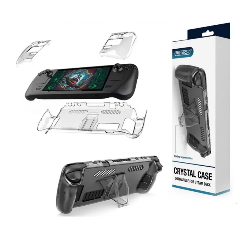 

For Steam Deck Host Split Protective Cover Transparent PC Protective Hard Case With Bracket