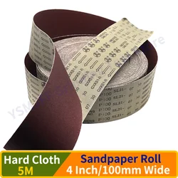 5M 4 Inch 100mm Wide Sandpaper Roll 60-800 Grits Aluminium Oxide Abrasive Hard Cloth Backing Emery Cloth Roll for Drum Sanders