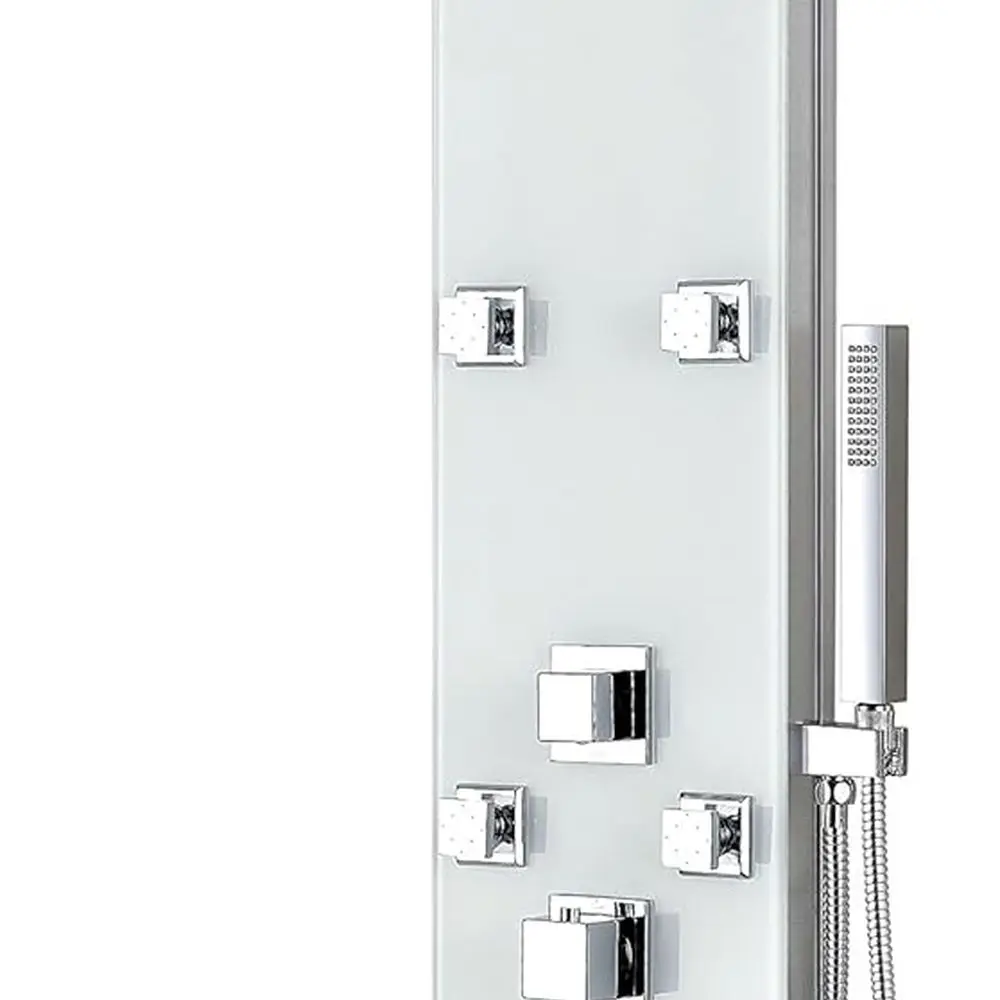 

60 6-Way Jetted Shower Panel with Heavy Rain & Spray Wand, White | SP-AZ029