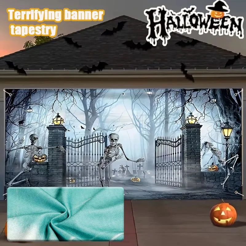 1 Set Halloween Garage Door Banner Large Outdoor Decor Party Backdrop Holiday Celebration Decoration Use