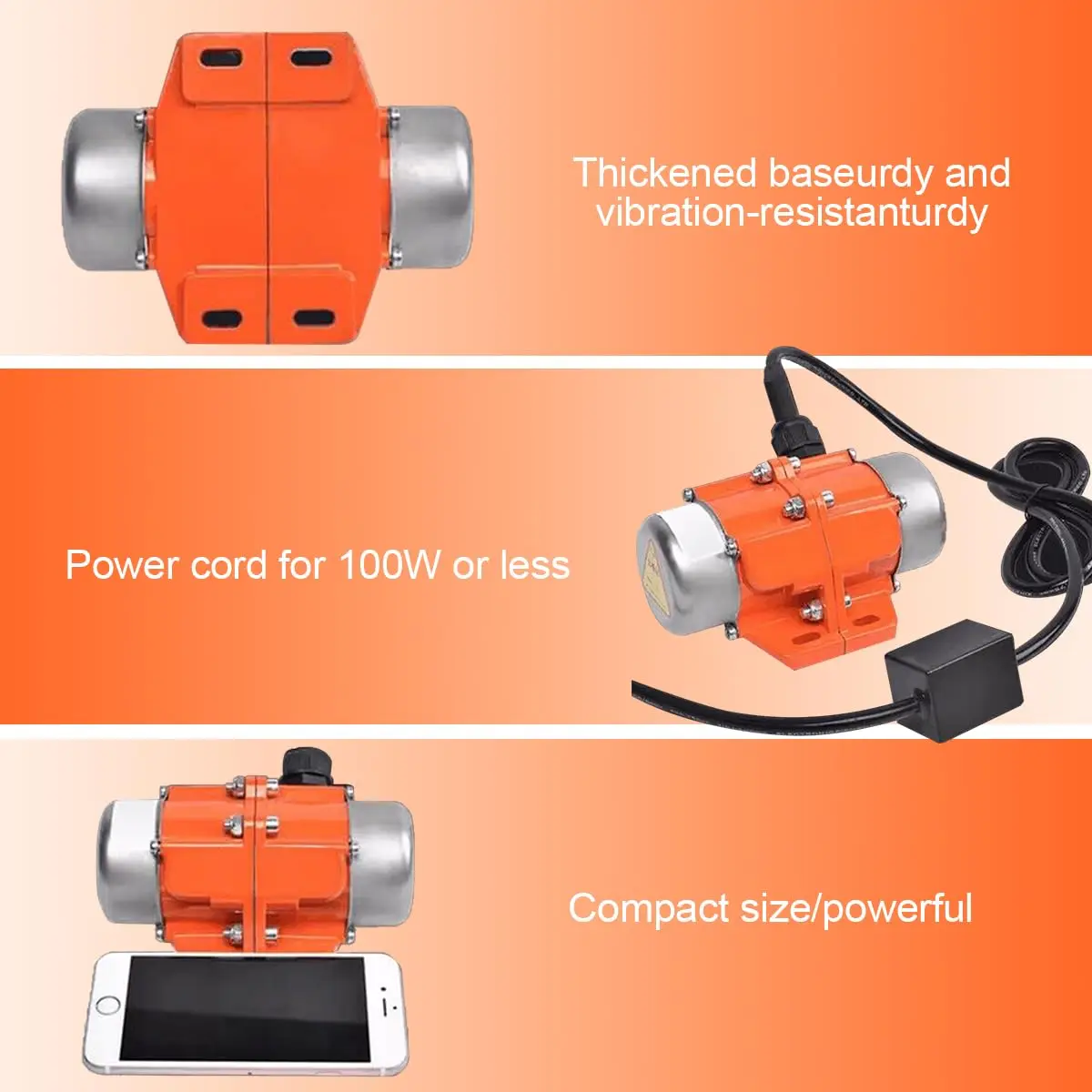 Ac 100W Concrete Vibrator Motor Adjustable Amplitude Easy To Install Low Noise Concrete Vibrating Motor Multi-Application
