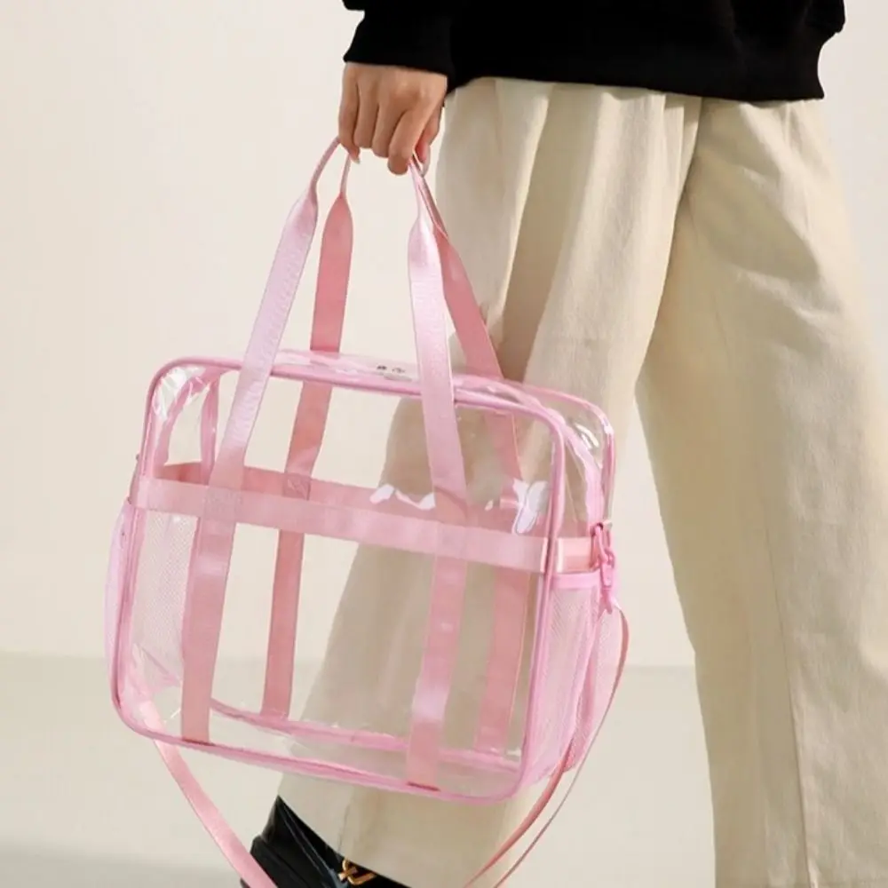 

Прозрачная сумка через плечо большой вместимости из ПВХ, водонепроницаемая, для туалетных принадлежностей, легкая, портативная, для хранения и стирки