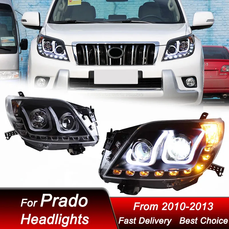 

Pop Car Led Headlights For Toyota Prado 2010-2013 To New Style Full LED Headlamp Assembly Upgrade Projector Lens Accessories Kit
