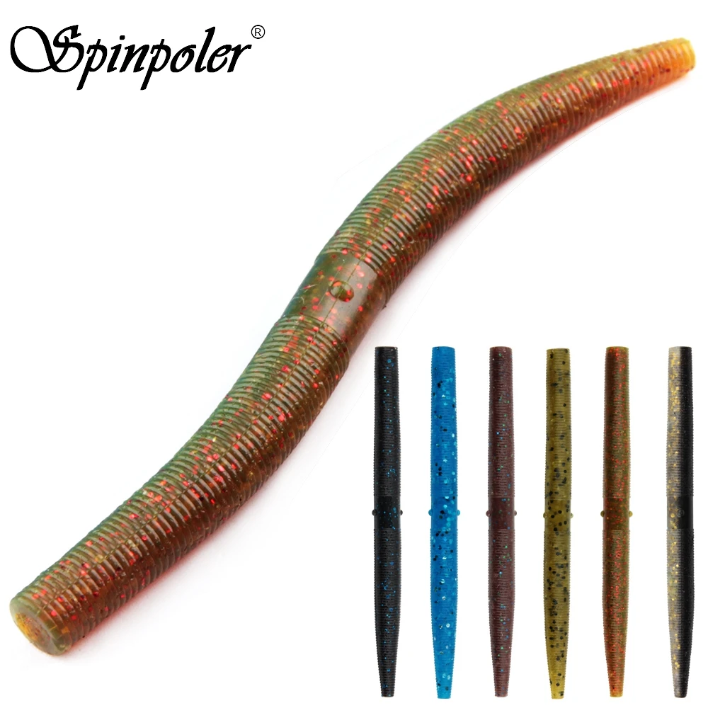 Spinpoler Soft Plastic Ned Rig Stickworm Silicone Bait Artificial Lure Trick Worm Rubber Wacky Jig Fishing Tackle Pike 10pc/Pack