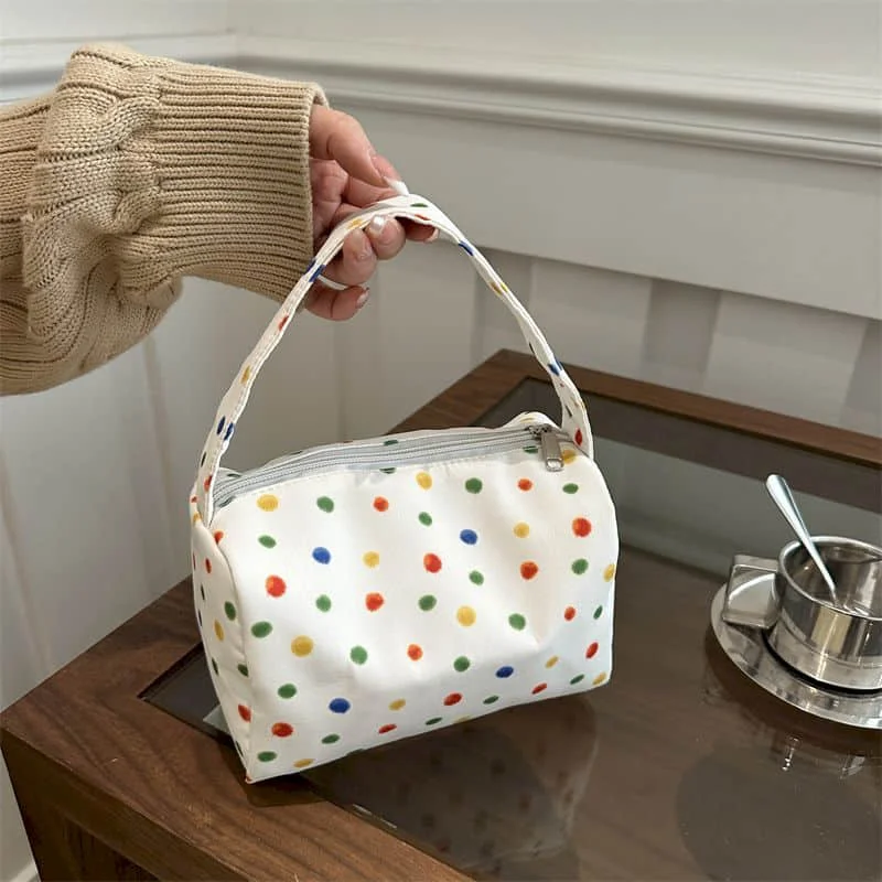 Ladies Cosmetic Bags Casual New Trend Korean Fashion Portable Funny Color Dots Bags Women Handbags Hot Selling Item Makeup Pouch