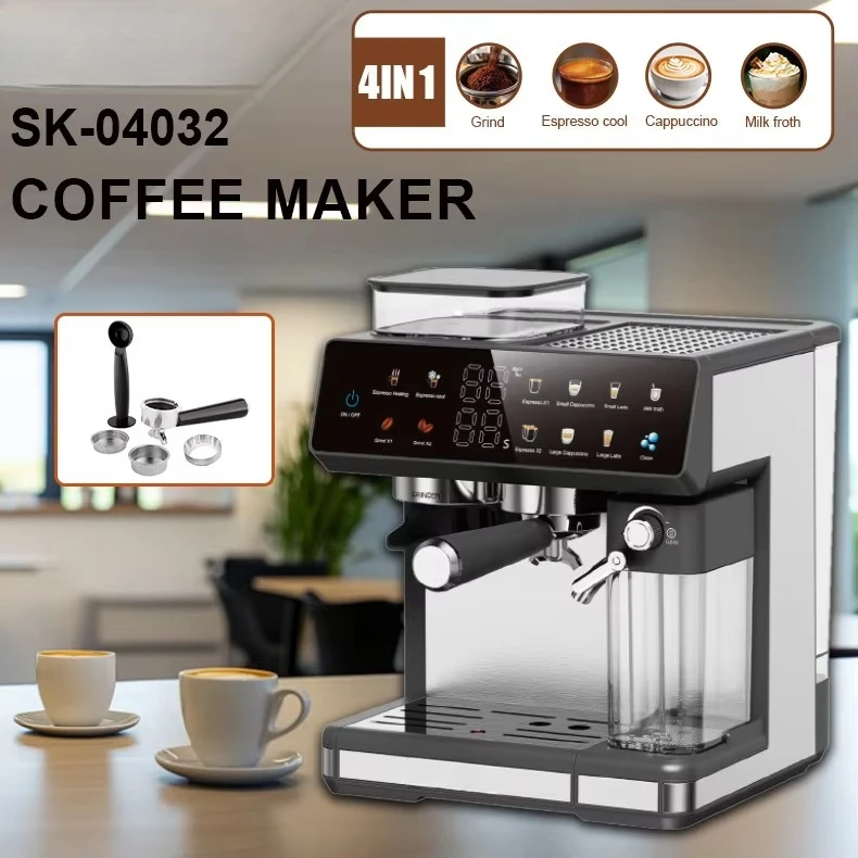 Popular Household Coffee Maker, Touch Panel with Steam Wand for Milk Frothing