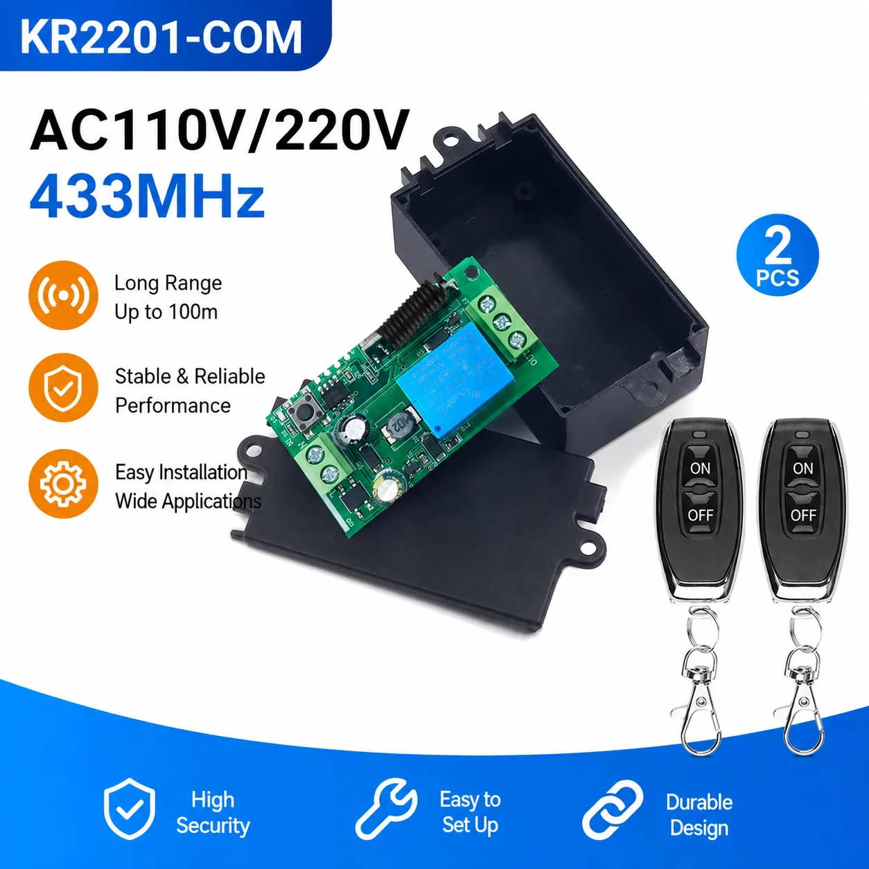 433MHz Dry Contact Switch Remote Control 10A 1CH AC110V 220V Relay Module Receiver Transmitters Remote Control For Light Motor