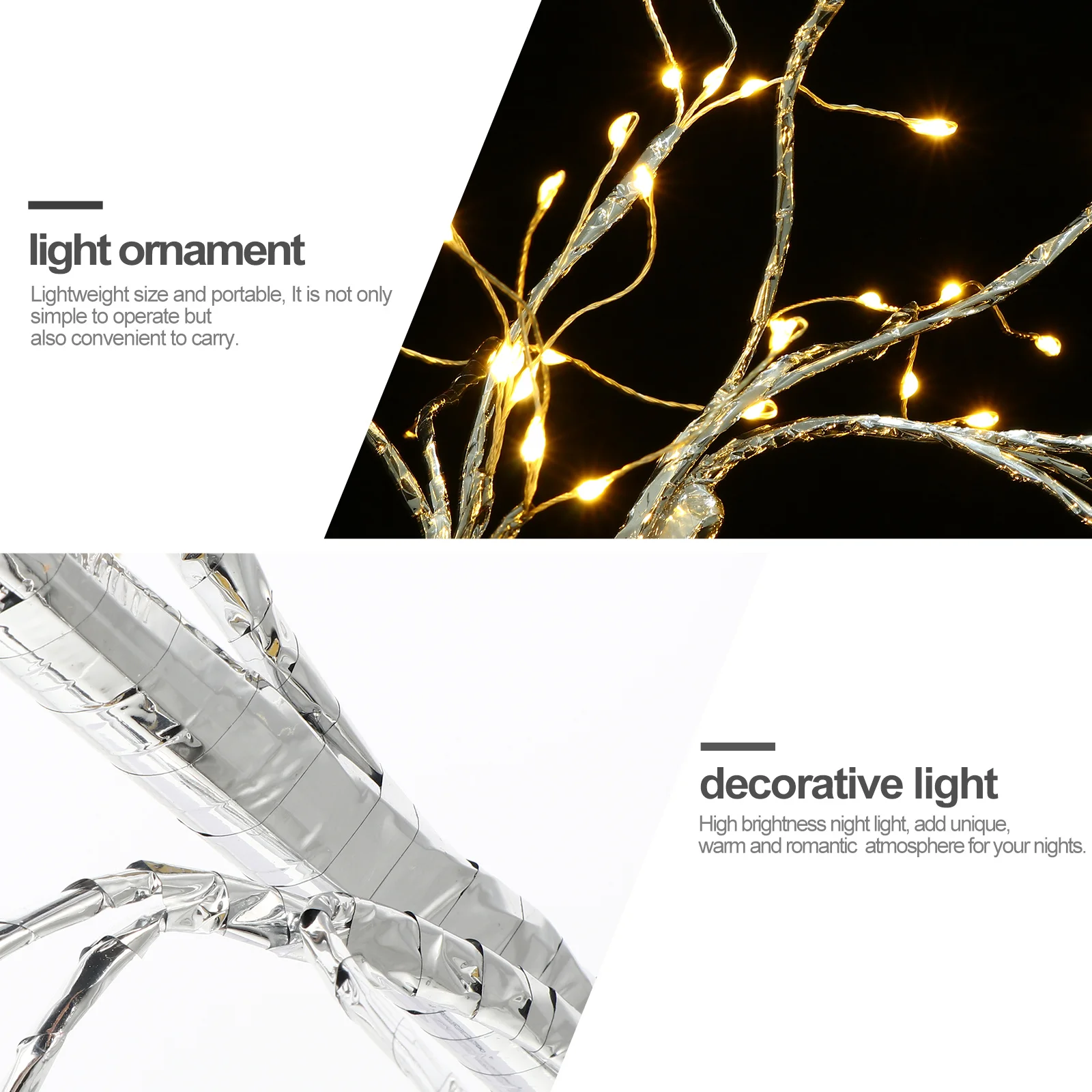 

Touch Switch Tree Shaped LED Light Creative Decorative Night Lamp Warm White Bedside Lamp USB Copper Filament Light Ornament