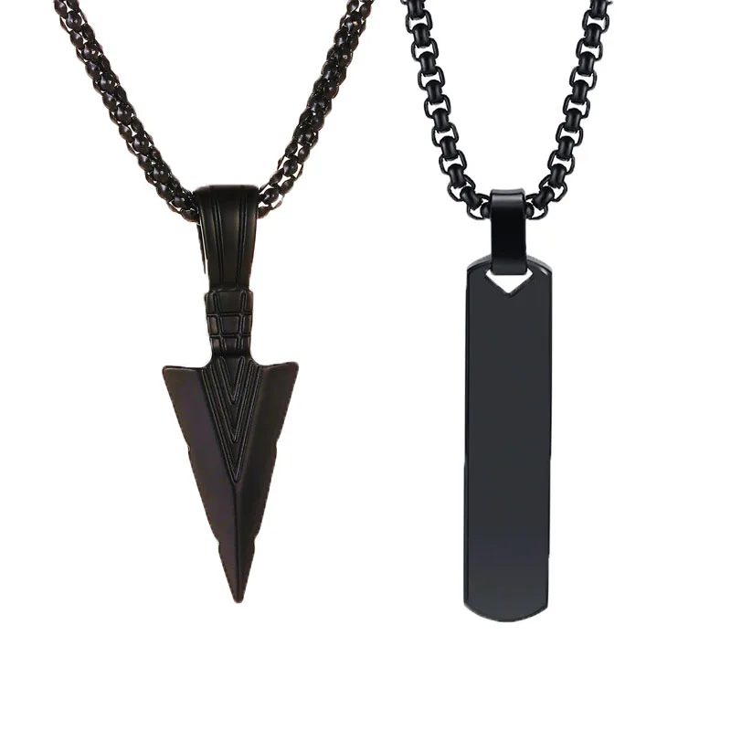 Junzi New Stainless Steel Pendant Necklaces For Male Boy Black Metal Jewelry Festival Party Daily Gifts