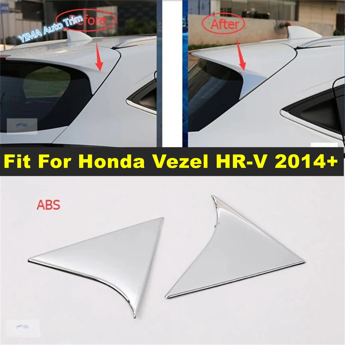 

Car Rear Tail Spoilers Spoiler Triangle Panel Cover Trim Fit For Honda Vezel HR-V 2014 - 2019 ABS Chrome Exterior Accessories