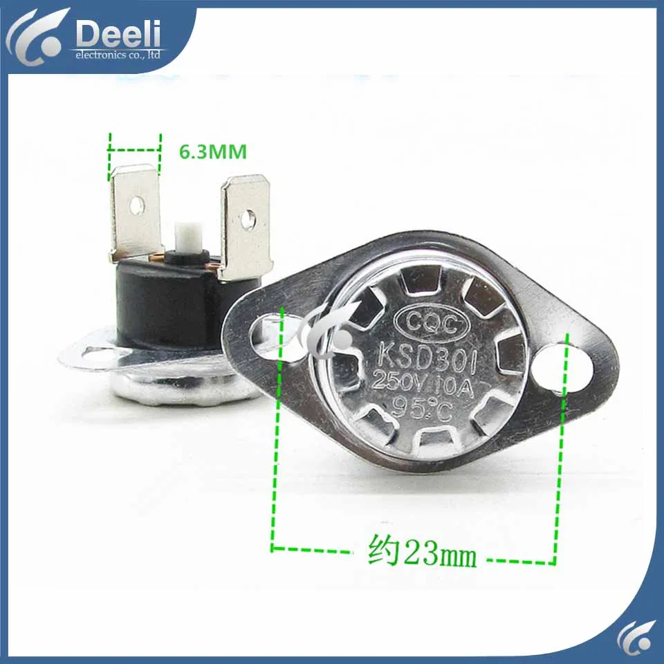 ノーマルオープン温度スイッチ,サーモスタット,ksd301,10a,250v,40〜110, 95度,バッチあたり5個