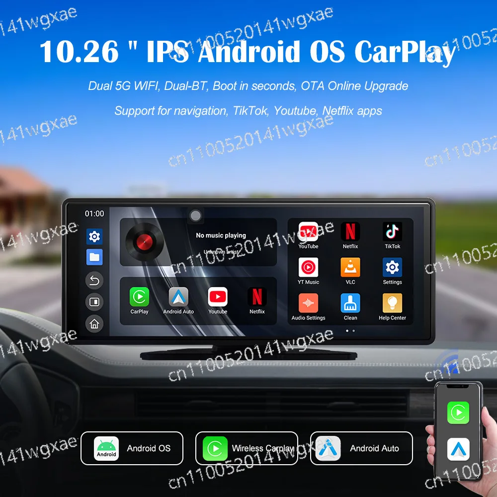 

10,26-дюймовый автомобильный навигатор Android с беспроводным CarPlay, двойным Bluetooth, двойным Wi-Fi и быстрым запуском PND