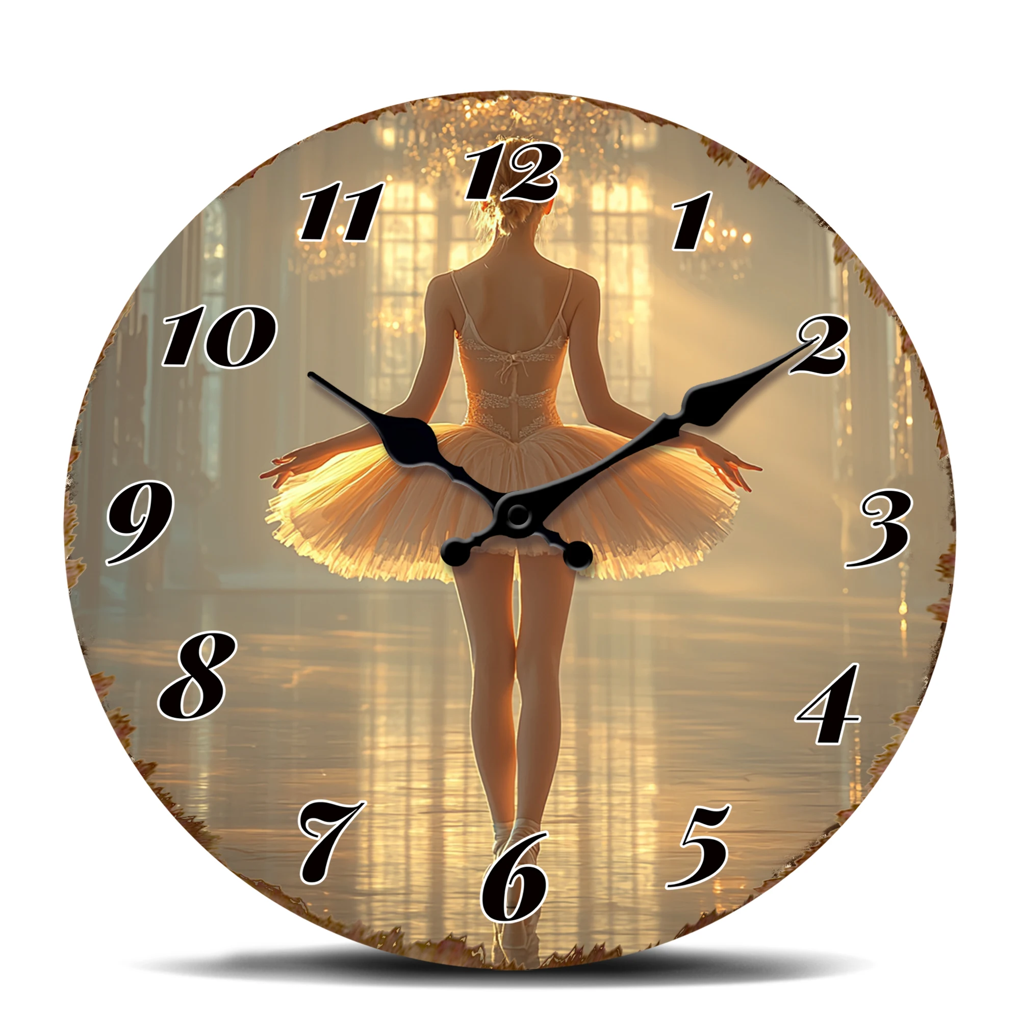 Ballerina im Tutu-Kleid Wanduhr, Geräuschloser Quarz-Mechanismus, Tanzstudio-Dekor Zeitmesser, Elegante Ballett-Tänzerin Kunst-Uhr
