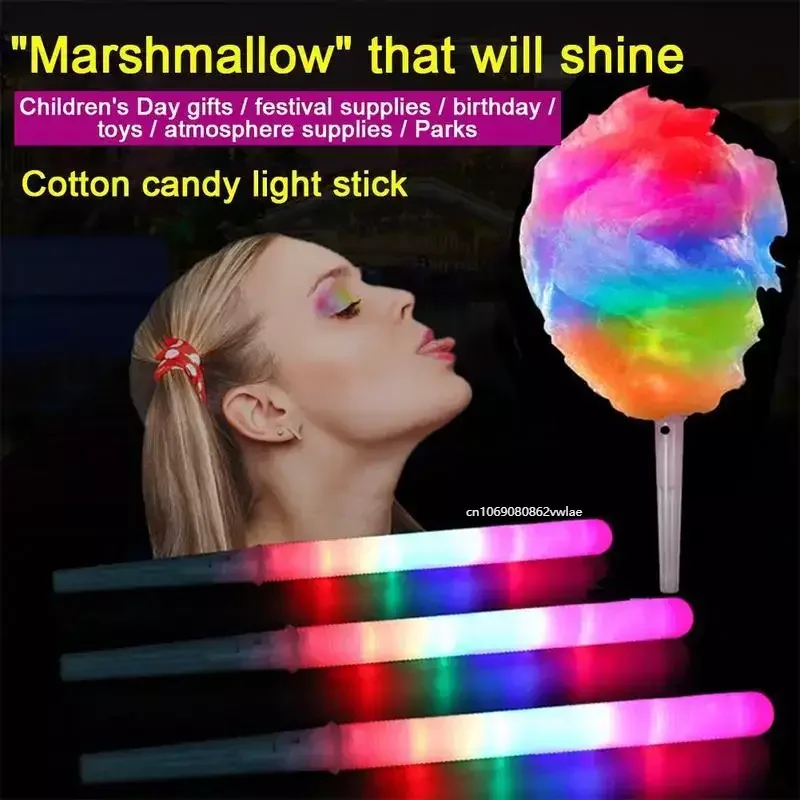 10pcs Color Led Light Stick Candy Conical Cotton Reusable Light Cotton Candy Stick Led Light Tube Party Glow Party Props