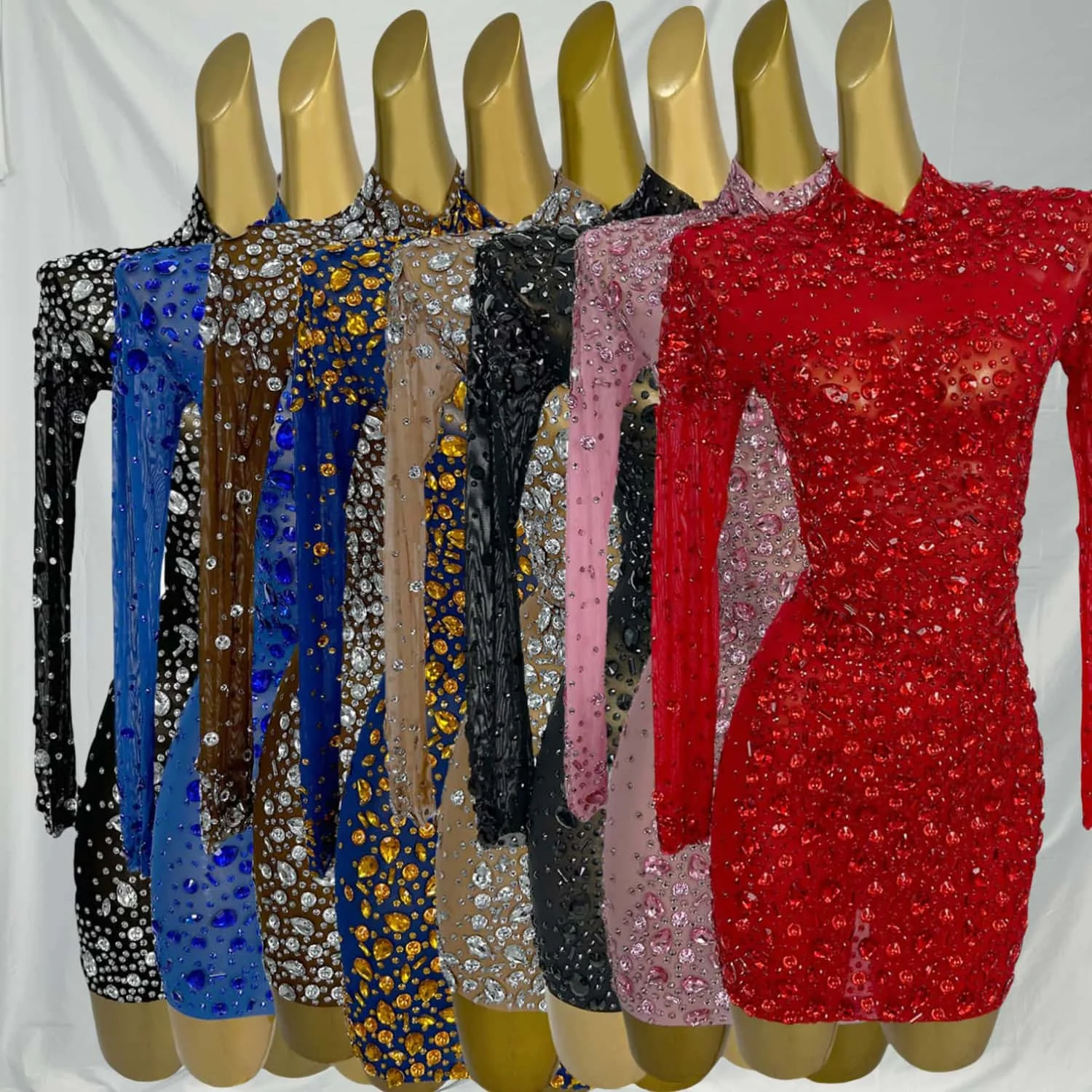 Cuixing Elegant Diamonds Birthday Party Performance Dress Sparkling Diamond Mini Evening Gown Sexy Prom Dress for Ladies Vestito