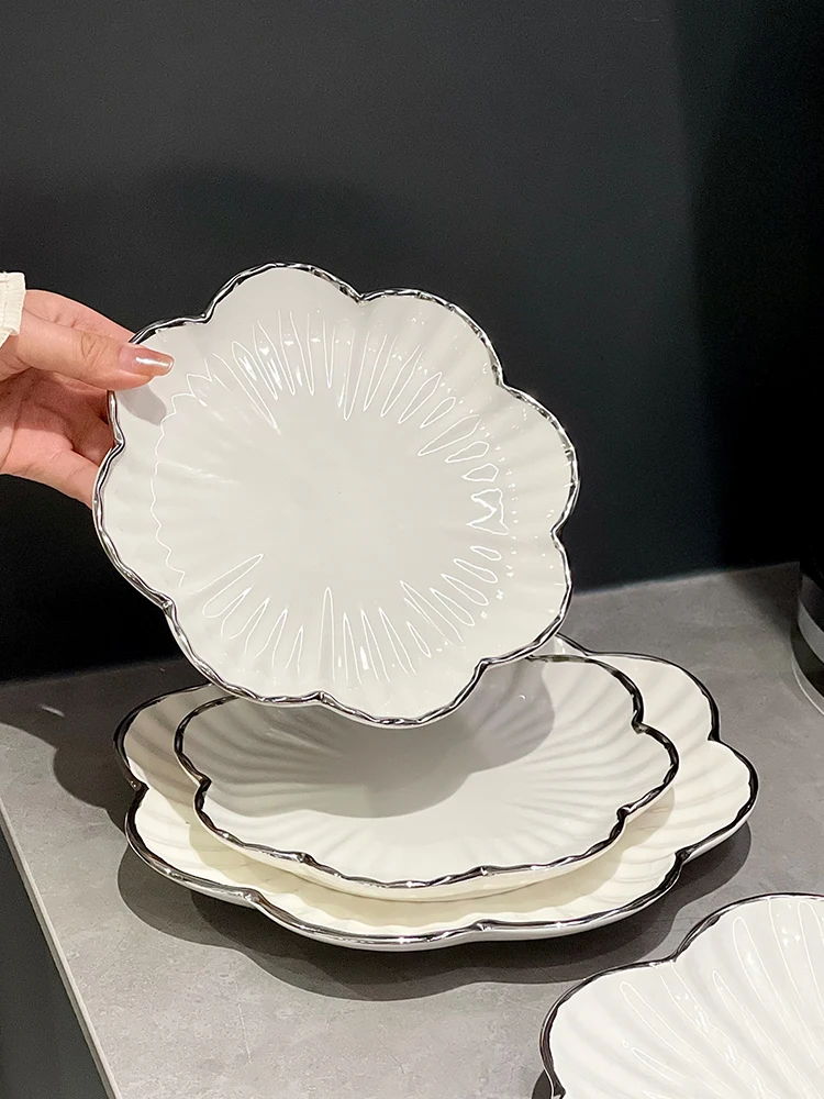 

Nordic Sle Cerc Plate Dinnerware Flat Di Home Use Cake Stand Sna Plate Salad Plate Modern Simple Pure Color Bowl