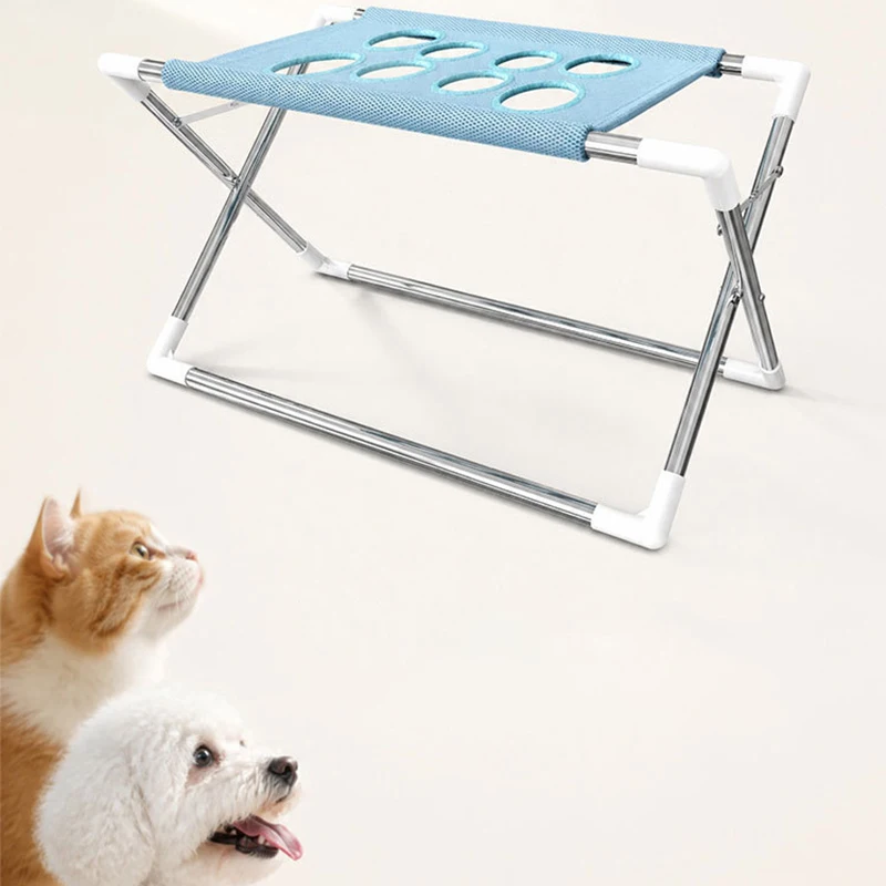 Pet Grooming Hammock Stand Portable Foldable Dog Cat Nail Clipping Restraint Stainless Steel Care Table For Home Grooming Use