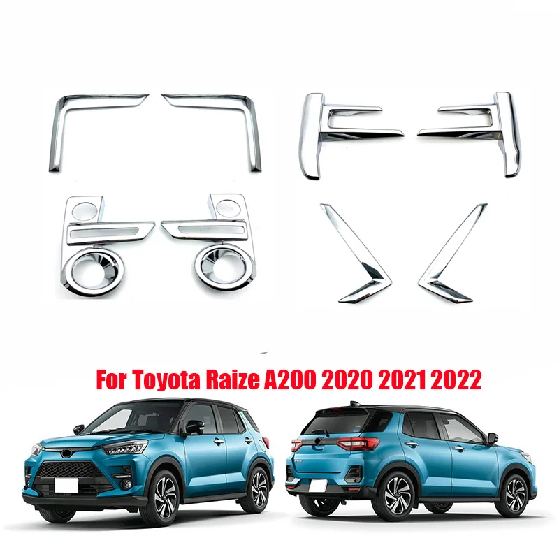 For Toyota Raize A200 2020 2021 2022 ABS Chrome Front rear Fog Light Lamp Cover Foglight  Eyebrow Bezel Sticker Decoration Frame