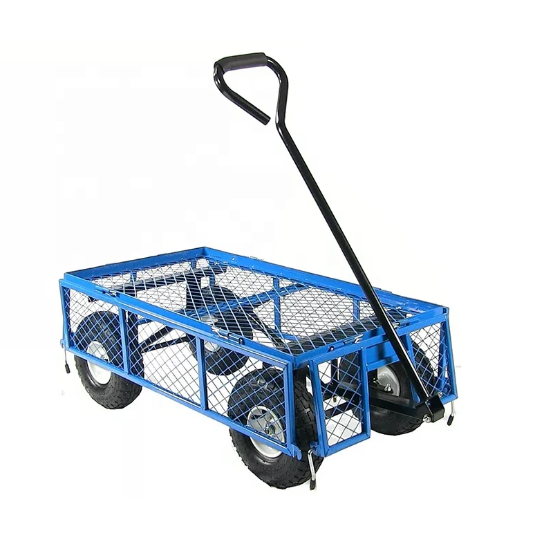 

4-Wheel Garden Practical Steel Metal Handcart with Inflatable Tires