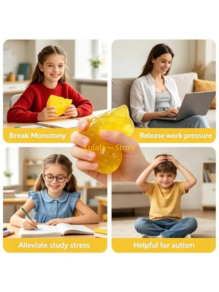 Y4QA Yellow Cheese Hand Squeeze Toy Great For Calming And Relaxing Nerves Travel Companion