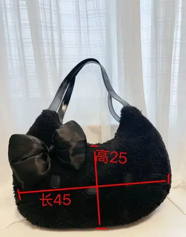 Svart Hello Kitty Half Moon Stor Handväska Y2k Dam Dragkedja Söta Tecknade Toteväskor Axelväskor 8 best sales svart Hello Kitty-väska - №7