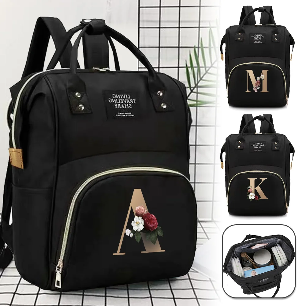 

Baby Nursing Bags Nappy Backpack Bag Mummy Large Capacity Bag Diaper Bags Mommy organizer gold letter series Travel Accessories