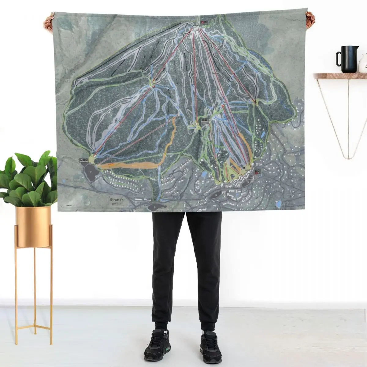 Stratton Resort Trail Map Throw Blanket Soft Plush Plaid funny gift for winter heavy to sleep Sofa Quilt Thins Blankets