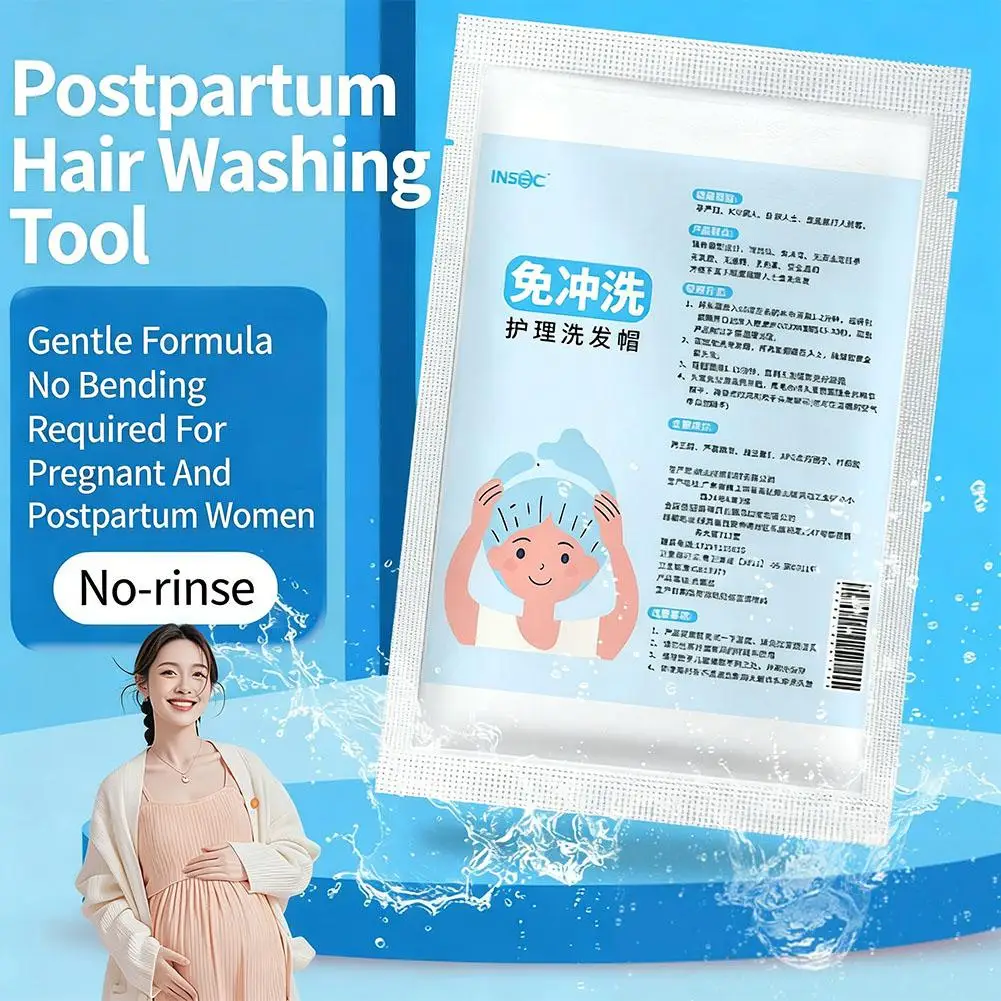 Shampoo Cap Rinse Free Shampooing Cap with Conditioner Waterless Hair Cleansing Cap for Elderly Pregnant ﻿