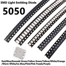 (20pcs) 5050 SMD LED yellow/blue/green/white/orange/purple/pink/red light high brightness light-emitting diode lamp beads